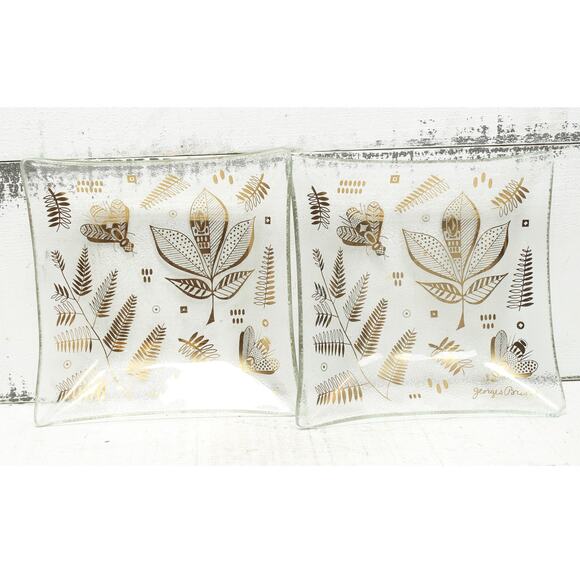 Georges Briard Gold Butterflies Molded Glass Trays Set of 2 - Picture 1 of 3